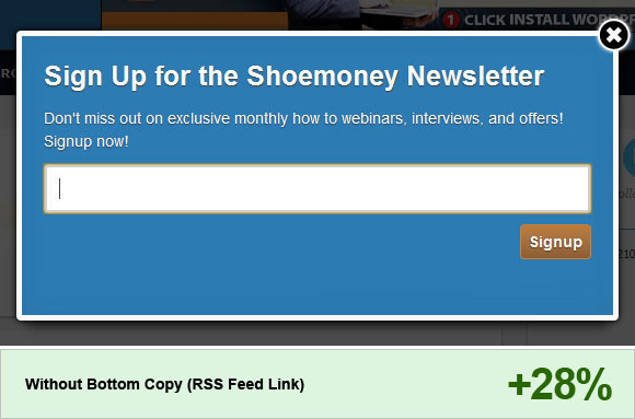 Newsletter Popup - Bottom Copy Opt in Email Newsletter Popup Best Practices for 2012