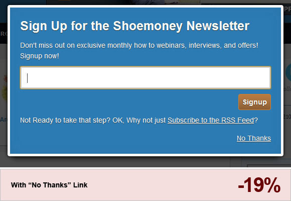 Newsletter Popup - Close Button Opt in Email Newsletter Popup Best Practices for 2012